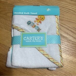Vintage Carter’s Hooded Bath Towel Duck Quack Baby NEW White Yellow Orange
